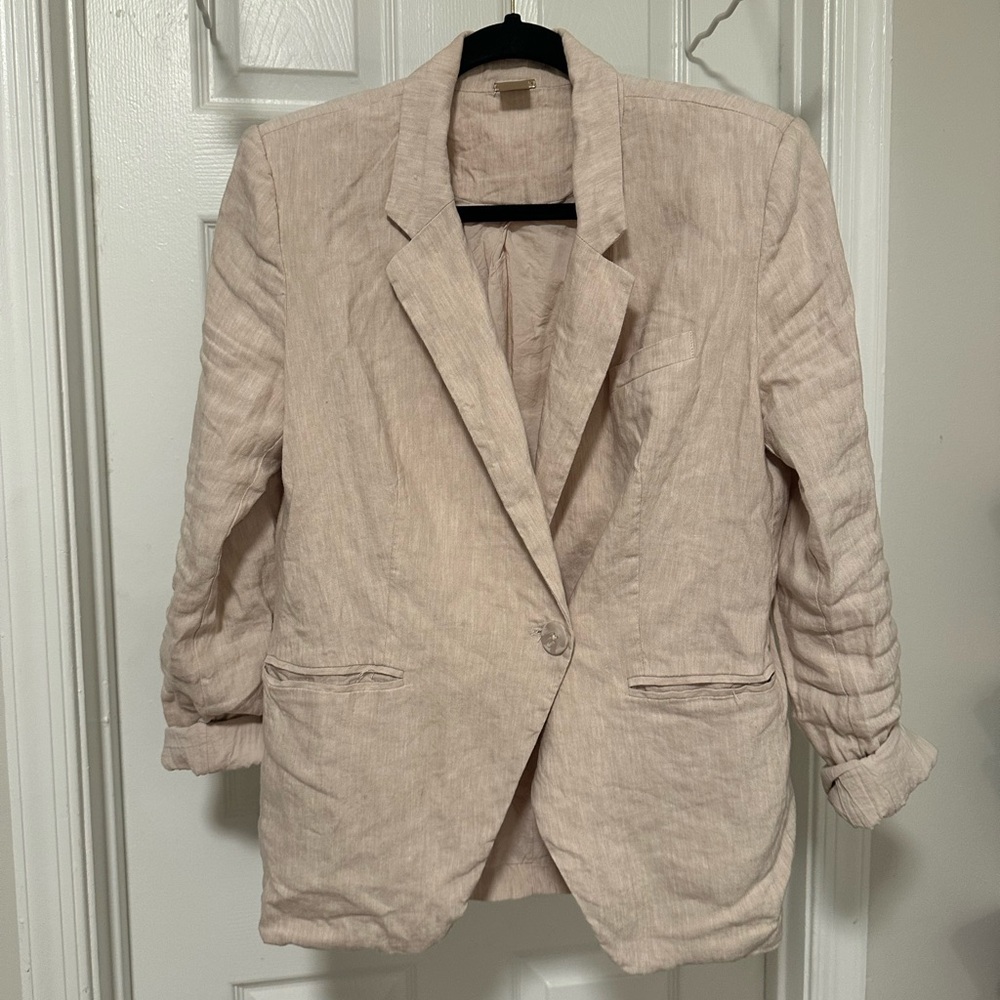 Women's Beige Linen Blazer